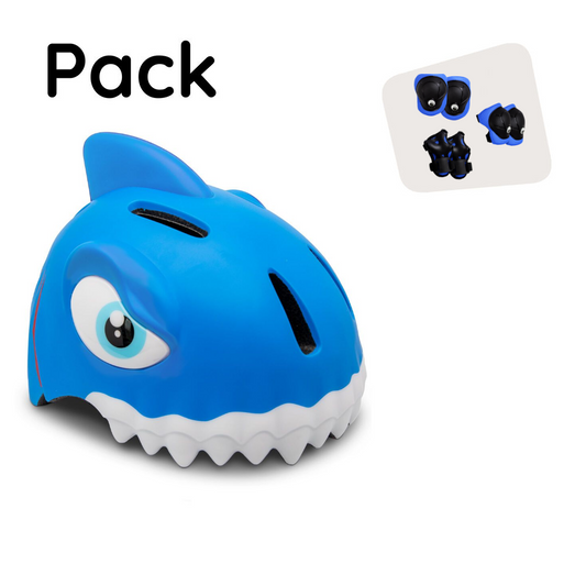 Produktpaket: Blue Shark Fahrradhelm und Schutzausrüstung für Kinder 