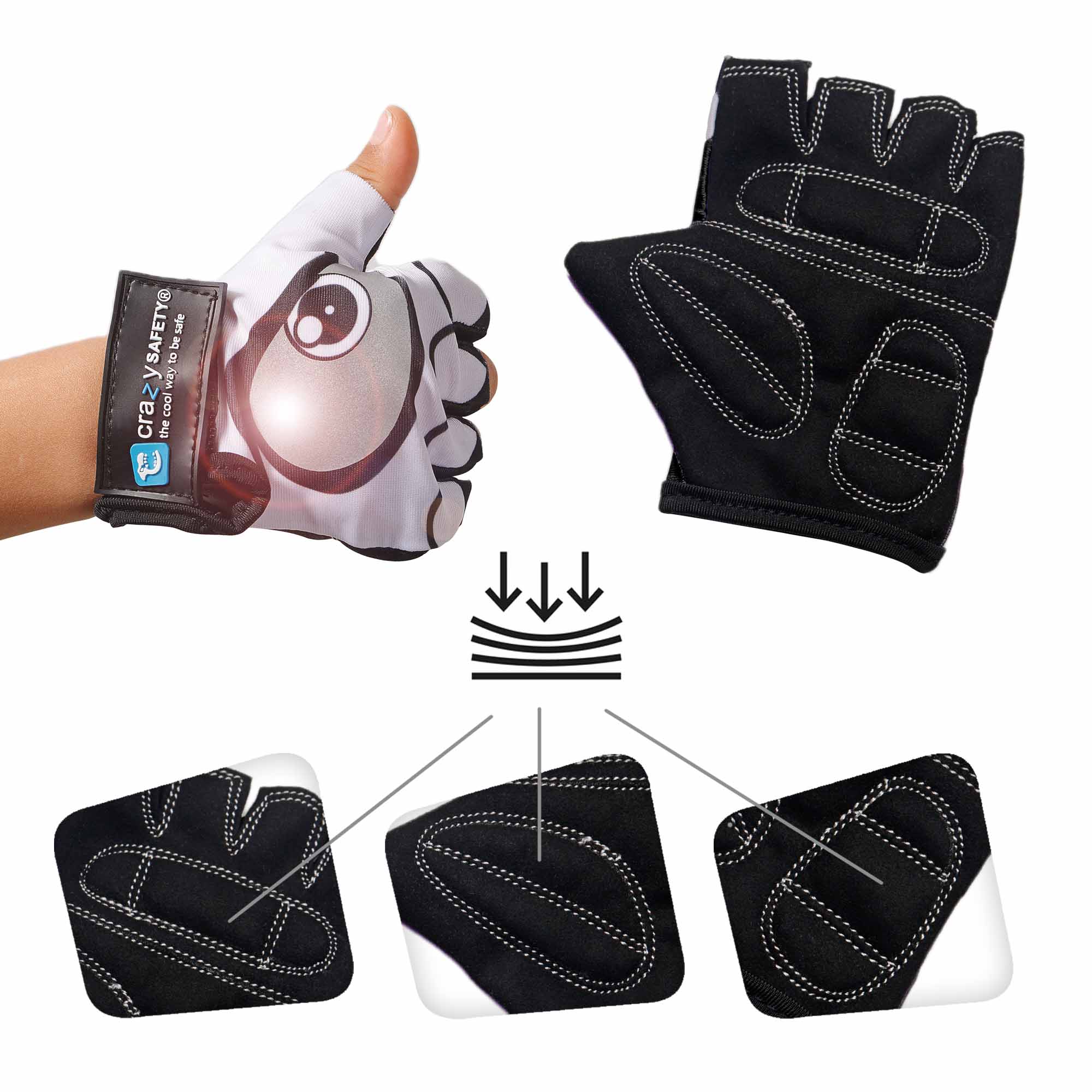 Crazy Safety Bicycle gloves Cycling gloves with reflective eyes