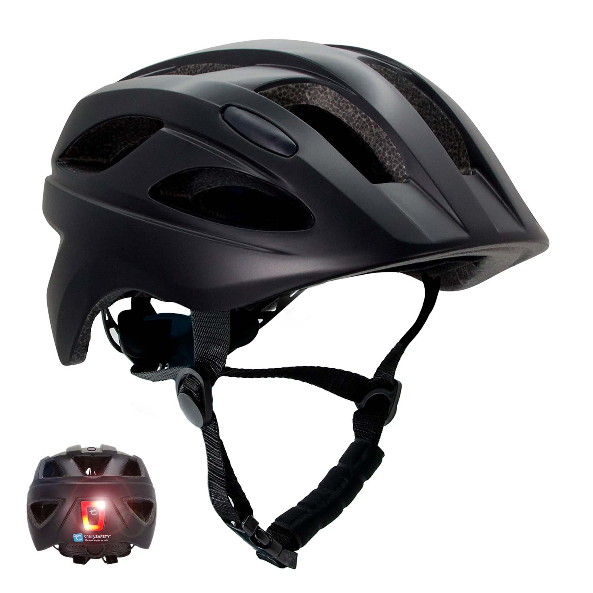 Crazy Safety Bicycle helmet Black / M (54-58cm) Friends children's helmet with light