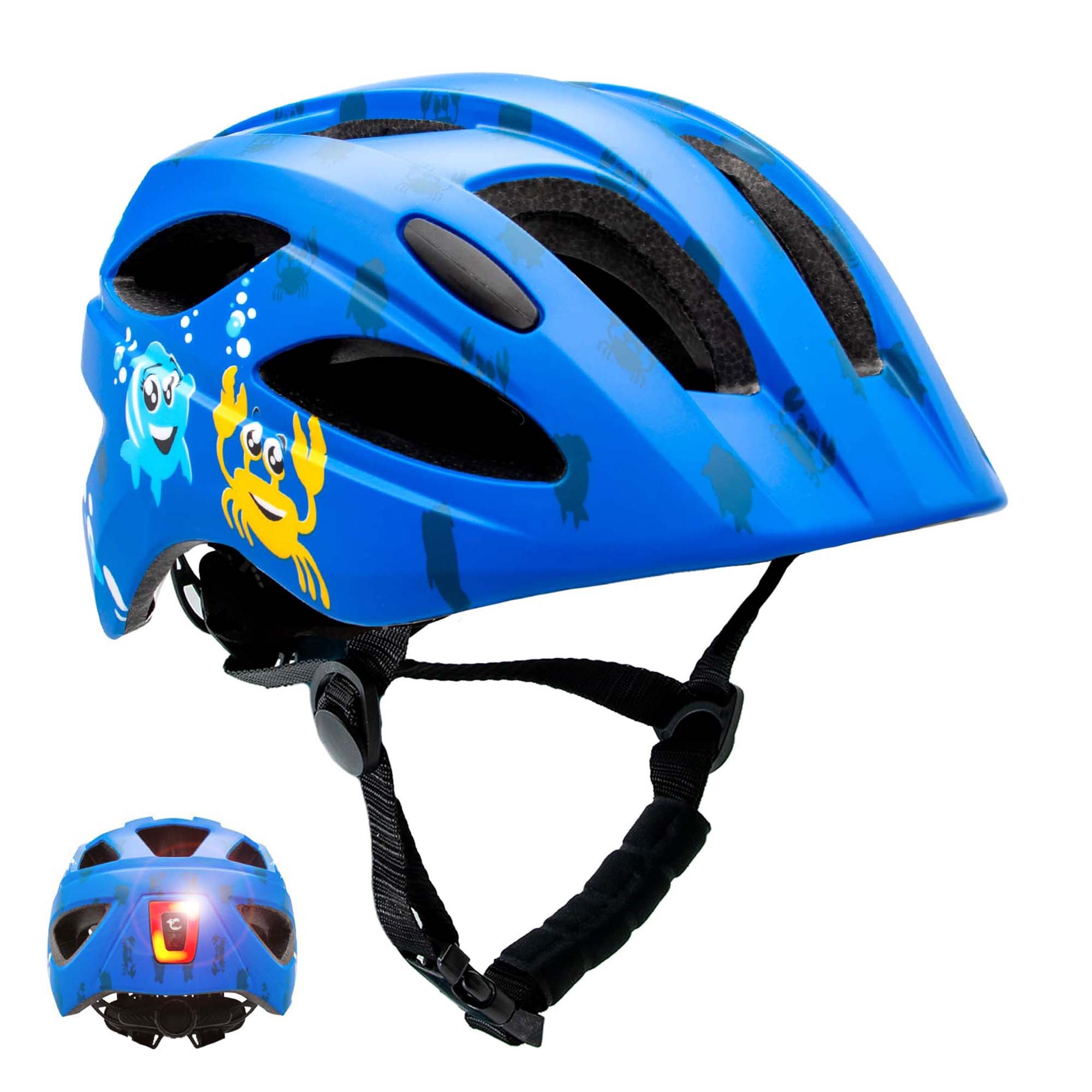 Crazy Safety Bicycle helmet Blue / M (54-58cm) Friends children's helmet with light