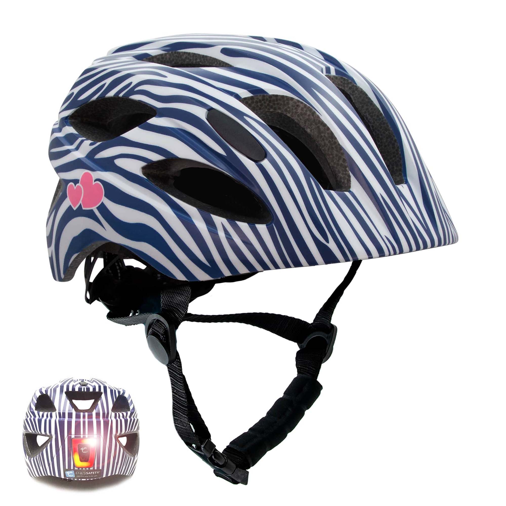 Crazy Safety Bicycle helmet Purple / M (54-58cm) Heartbeat Stripes children's helmet with light